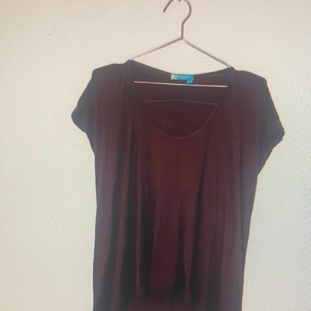 Brown Short Sleeve Oversized Blouse -
Size XS